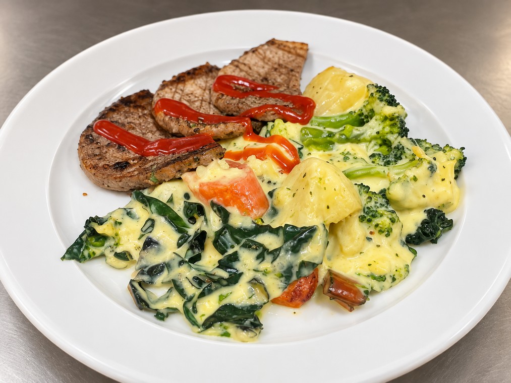 Freshly prepared meal served at Wimbledon Villa, Feilding